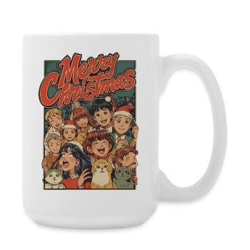Rétro Noël Enfants Chats Dessin animé - Grande tasse 440 ml - blanc - Droite