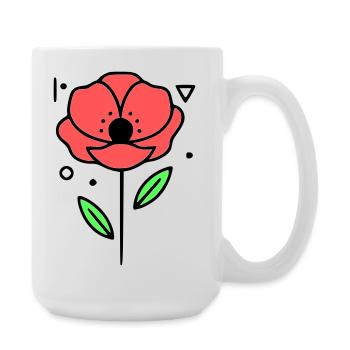 Poppy-Poppies-Minimalist-Line-Art-3 - Large Mug 440 ml - white - Right