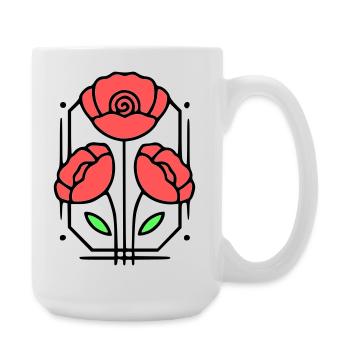 Poppy Poppies Minimalist Line Art 8 - Large Mug 440 ml - white - Right