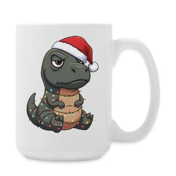 Mürrischer Dino Weihnachtsmann Clumsy Santa Gesche - Große Tasse 440 ml - Weiß - Rechts