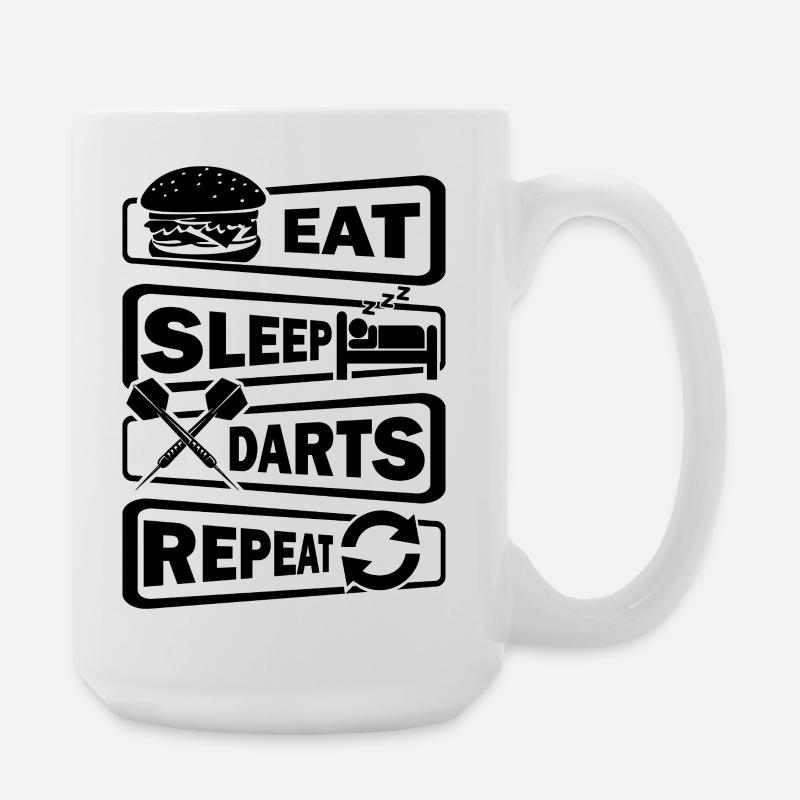 Fléchettes, fléchettes, mange, dorm, fléchettes, répétez. - Grande tasse 440 ml - blanc