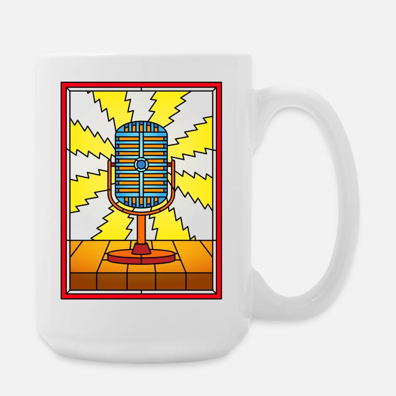 Retro Microphone Lightning Burst - Large Mug 440 ml - white