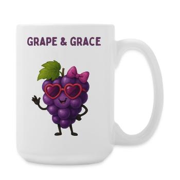 Grape Grace - Raisin avec lunettes en forme de cœur - Grande tasse 440 ml - blanc - Droite