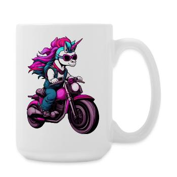 Licornes moto - Grande tasse 440 ml - blanc - Droite
