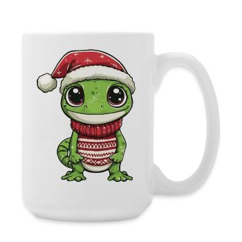 Echse Weihnachten Xmas - Große Tasse 440 ml - Weiß - Rechts