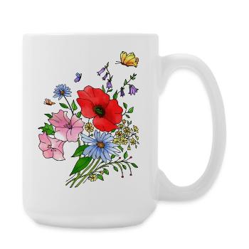 Blumen - Große Tasse 440 ml - Weiß - Rechts