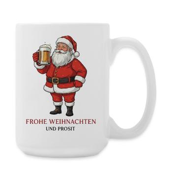 Santa with Beer – Merry Christmas and Cheers - Large Mug 440 ml - white - Right