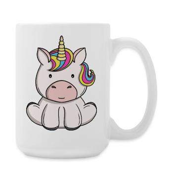 Niedliche magische Einhorn-Kawaii-Regenbogenpony-Zeichentrickserie - Große Tasse 440 ml - Weiß - Rechts