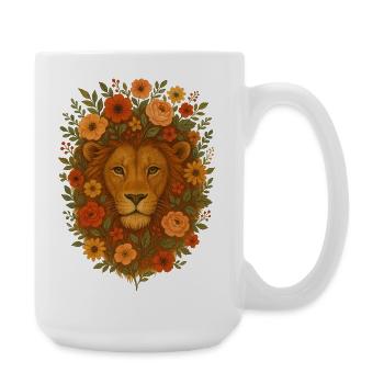 Blühender Löwenblumen-Halo - Große Tasse 440 ml - Weiß - Rechts
