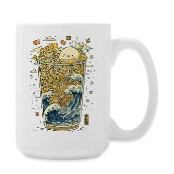 Kawaii Nudeln im Wellen-Glas - Große Tasse 440 ml - Weiß - Rechts