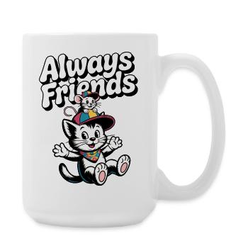 Always Friends Katzen Maus Illustration - Große Tasse 440 ml - Weiß - Rechts