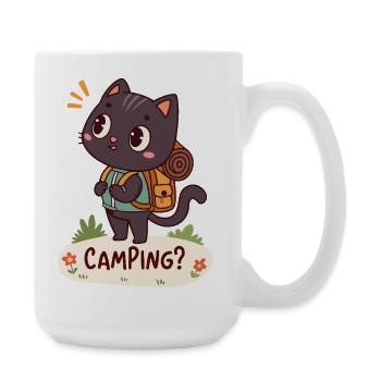 Cat camper on a hike - Large Mug 440 ml - white - Right