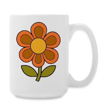 70s flower pattern retro flowerpower - Large Mug 440 ml - white - Right