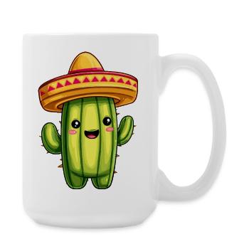 Cactus avec sombrero – cactus kawaii - Grande tasse 440 ml - blanc - Droite