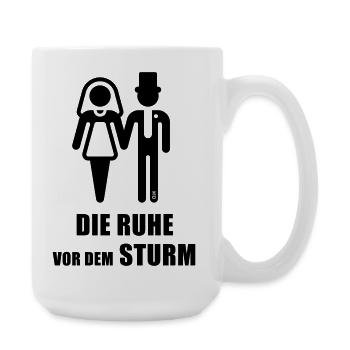 Die Ruhe Vor Dem Sturm (Hochzeit Brautpaar JGA B) - Große Tasse 440 ml - Weiß - Rechts