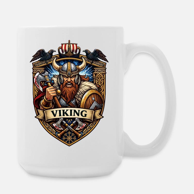 Emblème du Bouclier du Guerrier Viking - Grande tasse 440 ml - blanc