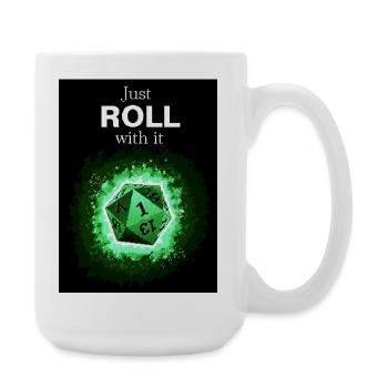 Just Roll With It Retro D20 Green Dice - Large Mug 440 ml - white - Right
