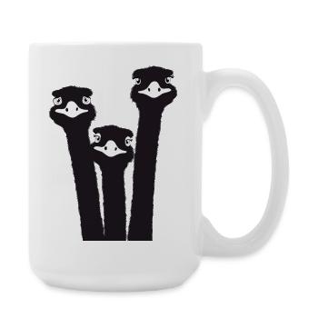 Nandu, ostrich head, emu, ostrich - Large Mug 440 ml - white - Right