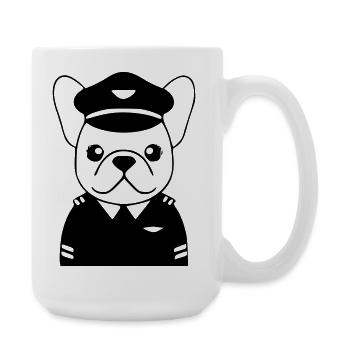 Frenchie Pilot Uniform Black - Large Mug 440 ml - white - Right