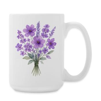 Bouquet aquarelle lavande - Grande tasse 440 ml - blanc - Droite