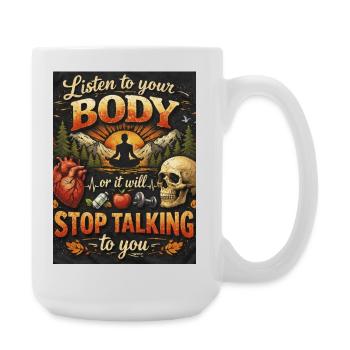 Listen To Your Body Or It Talks - Large Mug 440 ml - white - Right