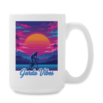 Garda Vibes 80s Vaporwave Cyclist Neon Art - Large Mug 440 ml - white - Right