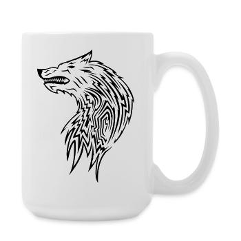 wolf_tribal - Large Mug 440 ml - white - Right