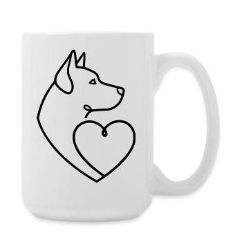 Husky Schäferhund Herz Line Art - Große Tasse 440 ml - Weiß - Rechts