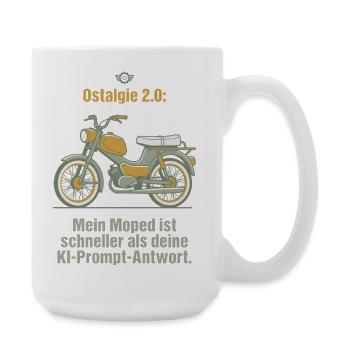 Ostalgie Moped. KI Prompt Spruch - Große Tasse 440 ml - Weiß - Rechts