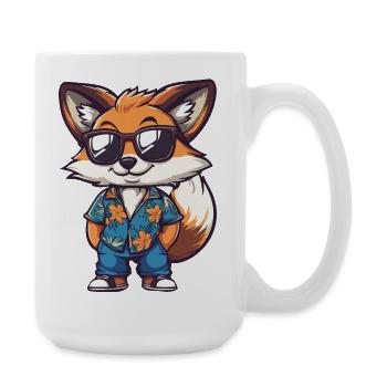 Fuchs Comic Urlaub - Große Tasse 440 ml - Weiß - Rechts