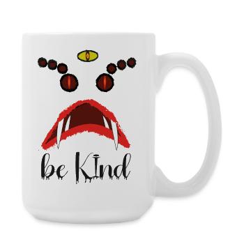 Be Kind – Creepy Red Eyes Horror Design - Large Mug 440 ml - white - Right