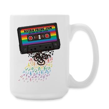 LGBT-Pride-Monat – Retro-Pride-Kassette - Große Tasse 440 ml - Weiß - Rechts