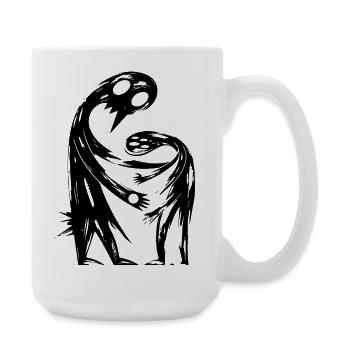 Figures abstraites s’embrassent créativement - Grande tasse 440 ml - blanc - Droite
