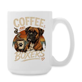 Coffee and Boxers – Boxer Hund Kaffeeliebe - Große Tasse 440 ml - Weiß - Rechts
