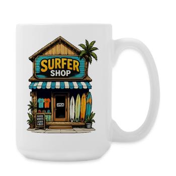 Surfer Shop Strandparadies - Große Tasse 440 ml - Weiß - Rechts