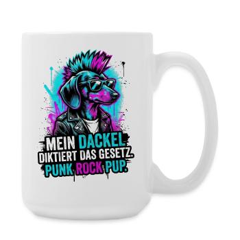 Dackel Punk Rock Pup - Große Tasse 440 ml - Weiß - Rechts