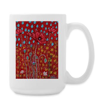 Des coquelicots sous la pluie - Grande tasse 440 ml - blanc - Droite
