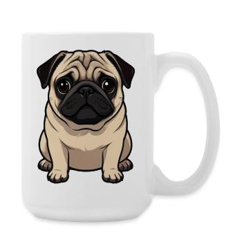Mops Hunde Shirt Geschenk Geburtstag - Große Tasse 440 ml - Weiß - Rechts