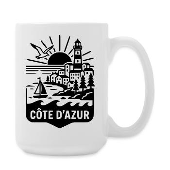 Côte d'Azur Silhouette Meer & Leuchtturm - Große Tasse 440 ml - Weiß - Rechts