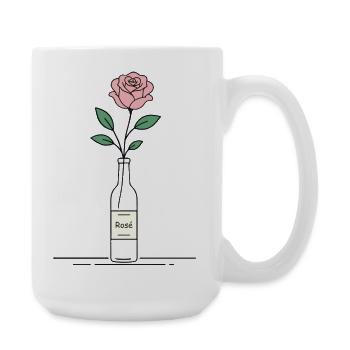 Rosé Rose in Weinflasche - Große Tasse 440 ml - Weiß - Rechts