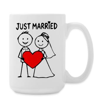 Couple de mariage Cartoon Heart Fraîchement marié - Grande tasse 440 ml - blanc - Droite