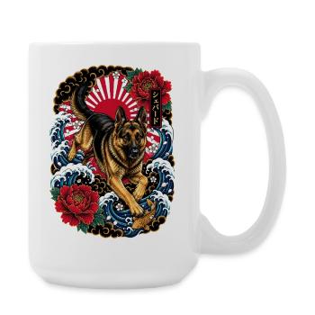 Deutscher Schäferhund im Japan Tattoo Stil - Große Tasse 440 ml - Weiß - Rechts