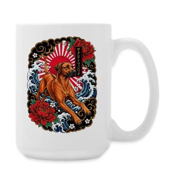 Rhodesian Ridgeback im Japan Tattoo Stil - Große Tasse 440 ml - Weiß - Rechts
