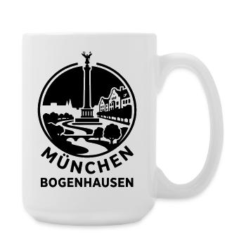 Bogenhausen München – Skyline & Friedensengel - Große Tasse 440 ml - Weiß - Rechts