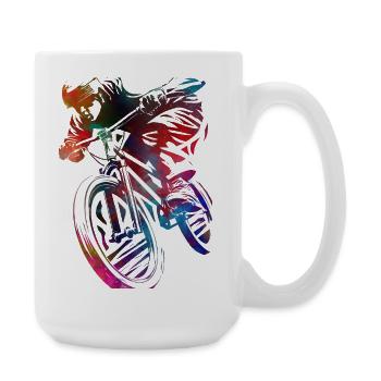 A colorful bicycle in abstraction - Large Mug 440 ml - white - Right