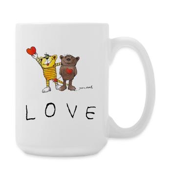 Janosch LOVE Lettering Tiger And Bear - Large Mug 440 ml - white - Right