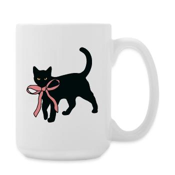 Chat noir avec nœud papillon - Grande tasse 440 ml - blanc - Droite