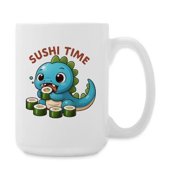 Cute dinosaur with sushi theme - Large Mug 440 ml - white - Right