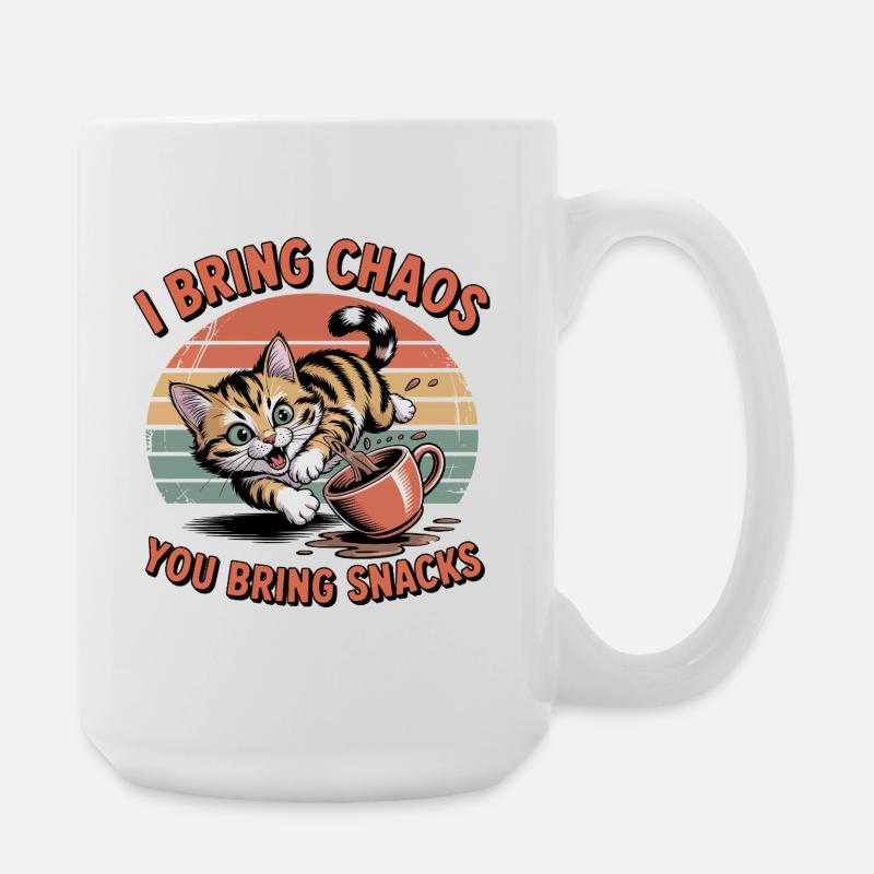 Chat du Chaos et Snacks - Grande tasse 440 ml - blanc