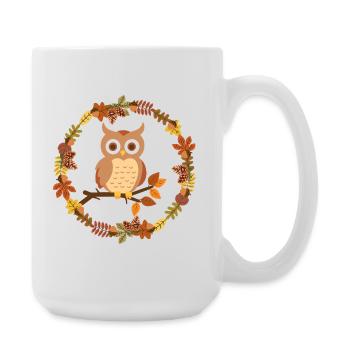 Couronne de hibou d’automne - Grande tasse 440 ml - blanc - Droite